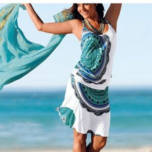 Lascana Blue and White Patterned Dress